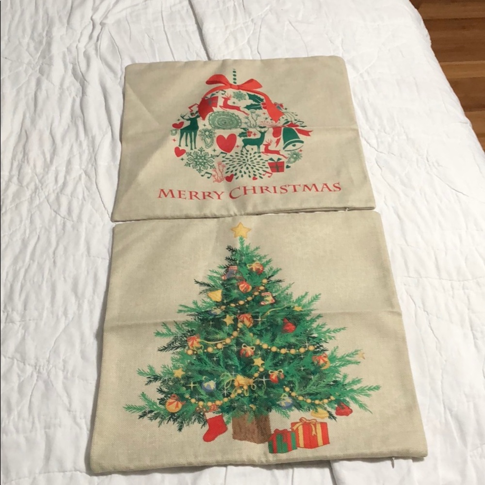 NEW. 2 pc set CHRISTMAS pillow covers.